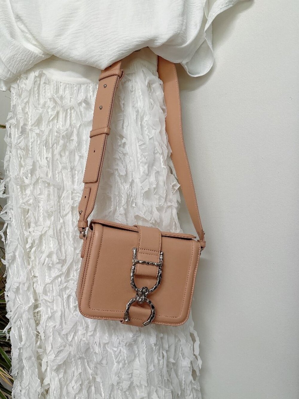 Topshop Mini Box Bag – Peach-Toned Beige